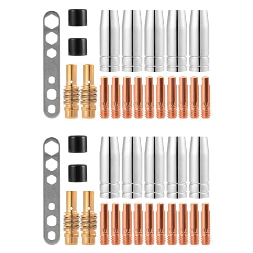 rieder 2 x MIG/slijtageonderdelen set geschikt MB15 draaddiameter 0,8 mm onderdelen gasmondstuk mondstuk stroommondstuk M6 0,8 mm