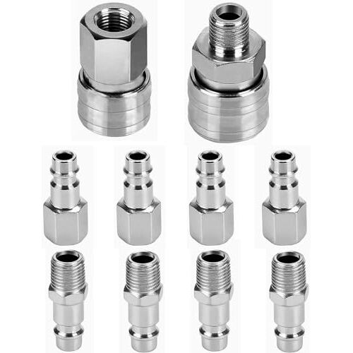 Nutmanel 10 x 1/4 inch BSP Euro persluchtaansluiting perslucht accessoires slangadapter perslucht gereedschap persluchtstekker schroefdraadaansluiting