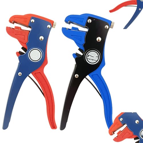 XKrmp 2 In 1 Cable Stripper Tool, Derivemid Cable Strippers, Automatic Wire Stripper, Wire Stripper Tool For Drill, For Electronic And Automotive Repair (1*Blue+1*Red)