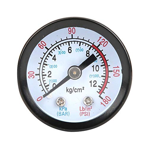 CCYLEZ Luchtcompressor manometer, perslucht manometer 0~180 PSI, 0~12 bar, manometer meetinstrument 42 mm diameter voor schroefcompressoren, zuigercompressoren