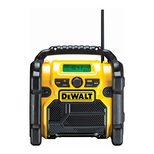 DeWalt Bouwplaatsradio DCR019 – 2-in-1 accu radio & netradio met AUX-ingang, robuuste behuizing, kabelopslag, flexibele antenne en rolbeugel – draagbare radio voor ontvangst van analoge signalen