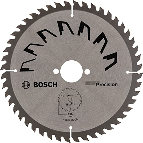 Bosch 1x Cirkelzaagblad Precison (zaagblad voor Hout, Ø 190 x 2.5/1.5 x 30 mm, 48 Tanden, ATB, Accessoires Cirkelzagen)