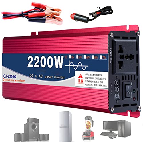 YhsPkh 1600w/2200w Zuivere Sinusomvormer, Dc 12v/24v/48v/60v Naar Ac 110v/220v Stroomomvormer, Stroomomvormer, Auto-Omvormer Met Enkelvoudig Display,60Vto110V-2200W