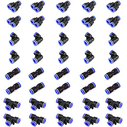 STEEIRO 6 mm 40 stuks luchtslang, pneumatische pneumatische pneumatische connector, 4 Air Push snelbevestigingen, vorm voor snelle verbinding van luchtleidingen, pneumatische connectoren