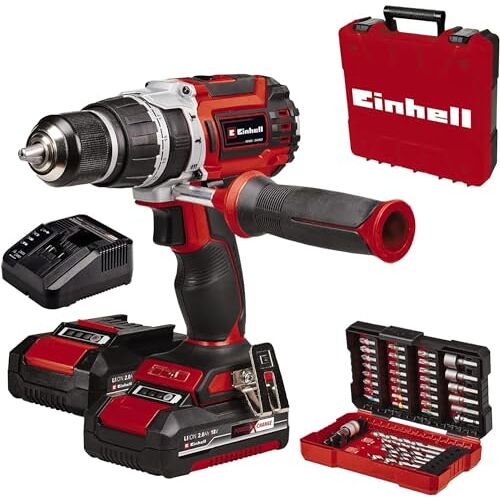 Einhell Professionele slagboorschroevendraaier met TP-CD 18/60 Li-i BL + 39 Power X-Change (18V, 60Nm, 39-delige bit-/bitset, 2 x PXC 2,0 Ah, E-Box Basic)