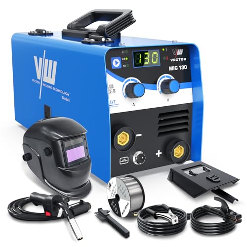 VECTOR WELDING MIG lasapparaat 130 A, vuldraad, lasapparaat set voor beginners, IGBT Interver lasapparaat met lashelm, elektrodenlasfunctie