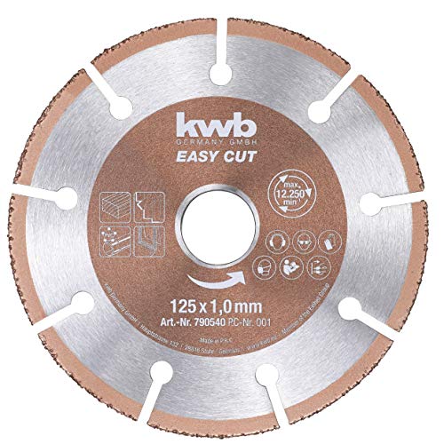 kwb Easy-Cut universele hardmetalen slijpschijf 125 mm x 1 mm, flex schijf voor div. materialen, boring 22,23 mm, 125 mm