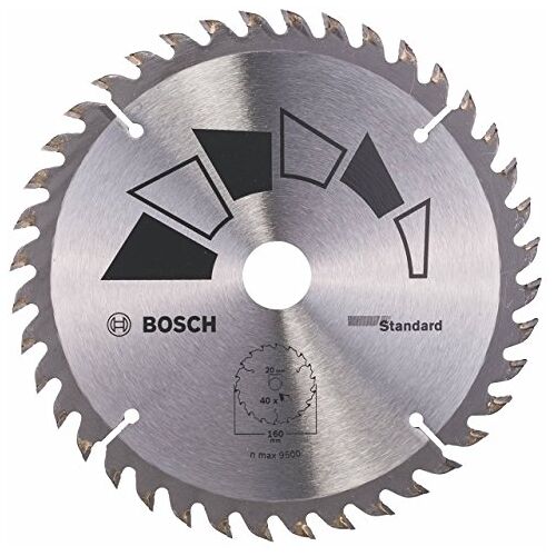 Bosch 1x Cirkelzaagblad Standard (zaagblad voor Hout, Ø 160 x 2.2/1.5 x 20/16 mm, 40 Tanden, ATB, met 1x Reduceerring 16 mm, Accessoires Cirkelzagen)