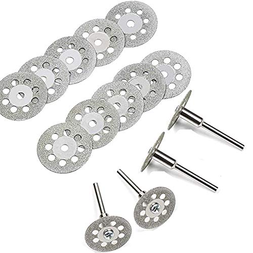 N / A Diamantsnijschijven, 30 stuks mini-snijschijven van hars, 22 mm, diamantschijven met 6 spindels en boren, roterende gereedschappen voor glas, tegels, hout, keramische stenen, koper