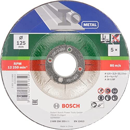 Bosch 5 doorslijpschijven (voor metaal, passend bij snoerloose haakse slijpmachines met een diameter van de doorslijpschijven van 125 mm, accessoire haakse slijpmachine)