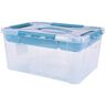 keeeper Aufbewahrungsbox mit Deckel und Einsatz, 39 x 29 x 18 cm, 15,3 l, Hubert+Hilda, Transparent/Aqua Blau