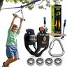 Trailblaze Zipline Katrol Kit voor Slacklines Zip Line Kit voor Outdoor Achtertuin Kinderen Kinderen Slackline Zipline Kit Premium Zip Line Accessoires met Houten Monkey Bar