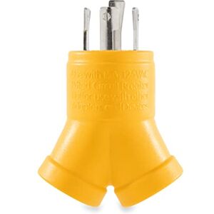 Camco Heavy Duty PowerGrip 4-Prong Generator Adapter Hiermee kunt u eenvoudig en veilig vermogen van 30 Ampère mannelijke houder in twee 15 Amp vrouwelijke recipiënten (55438) Camco Heavy Duty PowerGrip 4-Prong Generator Adapter Hiermee kunt u eenvoudig en veilig vermogen van 30 Ampère mannelijke houder in twee 15 Amp vrouwelijke recipiënten (55438)