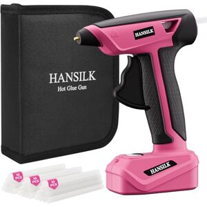 HANSILK Lijmpistool met 2000 mAh accu, draadloos lijmpistool met 30 type C lijmsticks, snel opwarmen, 15 seconden, doe-het-zelf en reparatie-roze HANSILK Lijmpistool met 2000 mAh accu, draadloos lijmpistool met 30 type C lijmsticks, snel opwarmen, 15 seconden, doe-het-zelf en reparatie-roze