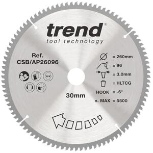 Trend TCT Werkbladzaagblad - 260mm Diameter, 96 Tanden, 30mm Boren Trend TCT Werkbladzaagblad - 260mm Diameter, 96 Tanden, 30mm Boren