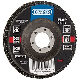 Draper 83157 Zirkoniumoxide Flap Disc, 115 x 22.23mm, 40 Grit Draper 83157 Zirkoniumoxide Flap Disc, 115 x 22.23mm, 40 Grit