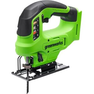 Greenworks 24V snoerloze borstelloze decoupeerzaag, 3000 slagen per minuut, verstelbare verstekhoek tot 45°, 4 pendelstanden, LED-licht, stofafzuigaansluiting, ZONDER 24V accu en oplader JS24L01-01 Greenworks 24V snoerloze borstelloze decoupeerzaag, 3000 slagen per minuut, verstelbare verstekhoek tot 45°, 4 pendelstanden, LED-licht, stofafzuigaansluiting, ZONDER 24V accu en oplader JS24L01-01