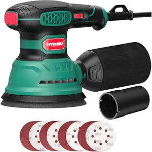 HYCHIKA BETTER TOOLS FOR BETTER LIFE HYCHIKA Excentrische schuurmachine, 300 W, 12000OPM excenterschuurmachine, 6 snelheden, compacte excentrische schuurmachine 125 mm, met 16 stuks schuurpapier, voor het slijpen, polijsten van hout en HYCHIKA BETTER TOOLS FOR BETTER LIFE HYCHIKA Excentrische schuurmachine, 300 W, 12000OPM excenterschuurmachine, 6 snelheden, compacte excentrische schuurmachine 125 mm, met 16 stuks schuurpapier, voor het slijpen, polijsten van hout en
