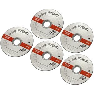 Amtech V1042 5 stuks 1,2 mm x 115 mm METAAL snijschijven, rood Amtech V1042 5 stuks 1,2 mm x 115 mm METAAL snijschijven, rood