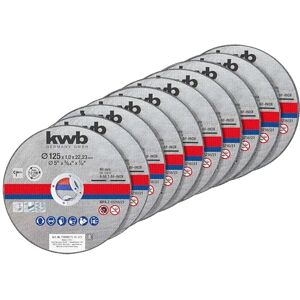 kwb Doorslijpschijven dunne haakse slijper 125 mm 10-delige set voor roestvrij staal INOX extra dunne slijpschijven in bewaardoos kwb Doorslijpschijven dunne haakse slijper 125 mm 10-delige set voor roestvrij staal INOX extra dunne slijpschijven in bewaardoos