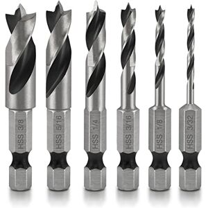 Neiko 11401A 6-delige Brad Point Boor Set, Stubby Boor Set voor Hout, 1/4" Quick Change Hex Shank, HSS 4241 High Speed Staal voor Quick Change Chucks en Drives, Boor Houder Inbegrepen Neiko 11401A 6-delige Brad Point Boor Set, Stubby Boor Set voor Hout, 1/4" Quick Change Hex Shank, HSS 4241 High Speed Staal voor Quick Change Chucks en Drives, Boor Houder Inbegrepen