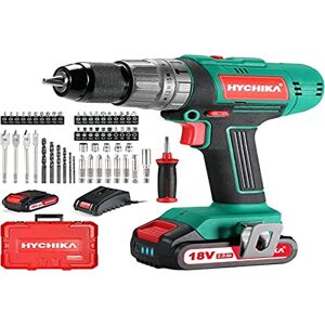 HYCHIKA BETTER TOOLS FOR BETTER LIFE HYCHIKA accuschroevendraaier 18V, 45 Nm max boormachine met 1 x 2,0 Ah accu's en 53-delige accessoireset, 21 + 3 niveaus, 2 versnellingen boormachine voor boren, schroeven, slagschroeven HYCHIKA BETTER TOOLS FOR BETTER LIFE HYCHIKA accuschroevendraaier 18V, 45 Nm max boormachine met 1 x 2,0 Ah accu's en 53-delige accessoireset, 21 + 3 niveaus, 2 versnellingen boormachine voor boren, schroeven, slagschroeven