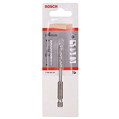 Bosch Professional houtspiraalboor met 1/4- zeskantige schacht HSS (Ø 4 mm) diameter: 4/totale lengte in mm: 88 Bosch Professional houtspiraalboor met 1/4- zeskantige schacht HSS (Ø 4 mm) diameter: 4/totale lengte in mm: 88