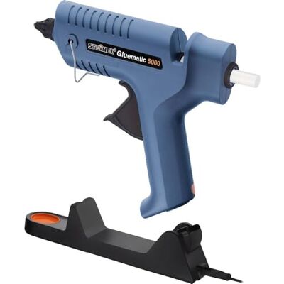 Steinel Hete lijmpistool Gluematic 5000, lijmpistool, incl. 5 lijmsticks van van Ø11 mm, lekbak, laadstation, 2 mondstukken, smeltcapaciteit van 22 g/min., 18.5 x 3.2 x 18 cm, Blauw Steinel Hete lijmpistool Gluematic 5000, lijmpistool, incl. 5 lijmsticks van van Ø11 mm, lekbak, laadstation, 2 mondstukken, smeltcapaciteit van 22 g/min., 18.5 x 3.2 x 18 cm, Blauw