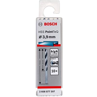 Bosch Professional 10 Stuks HSS Spiraalboor PointTeQ (voor metaal, 3,9 x 43 x 75 mm, accessoire boor-/schroefmachine) Bosch Professional 10 Stuks HSS Spiraalboor PointTeQ (voor metaal, 3,9 x 43 x 75 mm, accessoire boor-/schroefmachine)