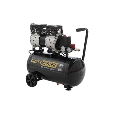 SCHNEIDER AIRSYSTEMS SCHNEIDER CRAFTMASTER Stille mobiele olievrije compressor, tank van 24 liter, maximale druk 8 bar, vermogen: 1 pk, geluidsniveau: 58 dB LwA SCHNEIDER AIRSYSTEMS SCHNEIDER CRAFTMASTER Stille mobiele olievrije compressor, tank van 24 liter, maximale druk 8 bar, vermogen: 1 pk, geluidsniveau: 58 dB LwA