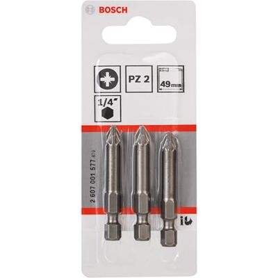 Bosch bit 3 stuks kruiskop PZ 1 PZ2 49 mm, 3 Stuk Bosch bit 3 stuks kruiskop PZ 1 PZ2 49 mm, 3 Stuk