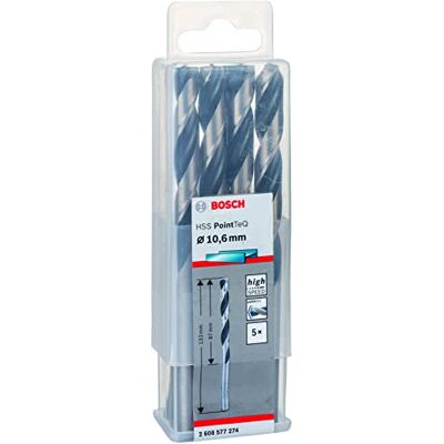 Bosch Professional 5 Stuks HSS Spiraalboor PointTeQ (voor metaal, 10,6 x 87 x 133 mm, accessoire boor-/schroefmachine) Bosch Professional 5 Stuks HSS Spiraalboor PointTeQ (voor metaal, 10,6 x 87 x 133 mm, accessoire boor-/schroefmachine)