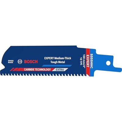 Bosch 10x EXPERT Medium-Thick Tough Metal-zaagblad S555HHC (voor Staal, Roestvrijstalen buizen, Lengte 100 mm, Professional Accessoires Reciprozaag) Bosch 10x EXPERT Medium-Thick Tough Metal-zaagblad S555HHC (voor Staal, Roestvrijstalen buizen, Lengte 100 mm, Professional Accessoires Reciprozaag)