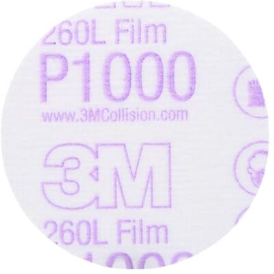 3M Hookit Finishing Film Abrasive Disc 260L, 00909, 3", P1000, 50 schijven per doos 3M Hookit Finishing Film Abrasive Disc 260L, 00909, 3", P1000, 50 schijven per doos