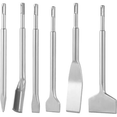 VEVOR SDS Plus beitelset, 6-delig, accessoires voor elektrisch gereedschap, platte en geribbelde beitels voor boorhamer, tegels, voor beton, metselwerk, baksteen VEVOR SDS Plus beitelset, 6-delig, accessoires voor elektrisch gereedschap, platte en geribbelde beitels voor boorhamer, tegels, voor beton, metselwerk, baksteen