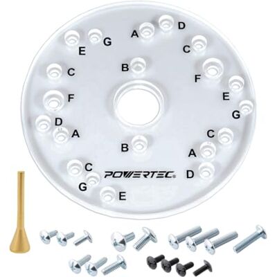 POWERTEC 71369 Universele Router Basisplaat met Centreerpen 6-1/2" Diameter, 5/16" Dik Professionele Power Router Tool POWERTEC 71369 Universele Router Basisplaat met Centreerpen 6-1/2" Diameter, 5/16" Dik Professionele Power Router Tool