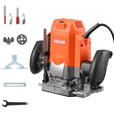 VEVOR Bovenfrees, 1200 W, toerentalregeling, bovenfrees, randfrees met dompelbasis, stofafzuiging en parallelle aanslag, voor hout en randbewerking, doe-het-zelfprojecten, bekabeld VEVOR Bovenfrees, 1200 W, toerentalregeling, bovenfrees, randfrees met dompelbasis, stofafzuiging en parallelle aanslag, voor hout en randbewerking, doe-het-zelfprojecten, bekabeld