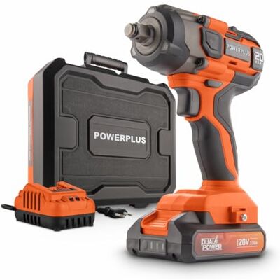 POWERPLUS Slagmoersleutel POWDP20161-20V 220Nm incl. batterij 20V 2.0Ah en oplader 2.0A POWERPLUS Slagmoersleutel POWDP20161-20V 220Nm incl. batterij 20V 2.0Ah en oplader 2.0A