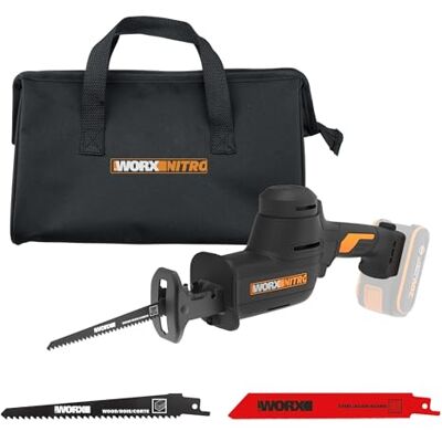 WORX WX501.9 Accu-reciprozaag 20 V – krachtige borstelloze motor – 26 mm slaglengte – 0-3000 omw/min stationair toerental – licht en compact – zonder gereedschap wisselen van messen – ledlicht – WORX WX501.9 Accu-reciprozaag 20 V – krachtige borstelloze motor – 26 mm slaglengte – 0-3000 omw/min stationair toerental – licht en compact – zonder gereedschap wisselen van messen – ledlicht –