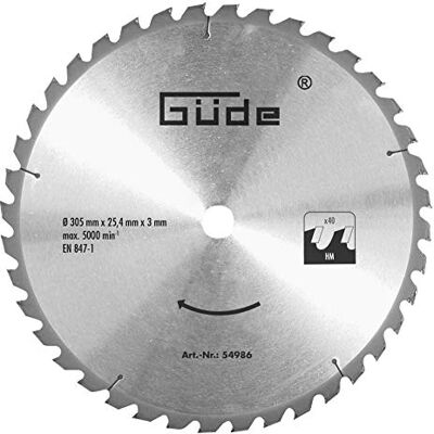 Güde 54986 houtzaagblad HM 305x25,4x40Z (mes hardmetaal 305 x 25 mm met 4x40 tanden) Güde 54986 houtzaagblad HM 305x25,4x40Z (mes hardmetaal 305 x 25 mm met 4x40 tanden)
