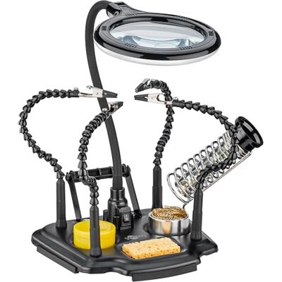 goobay Soldeerhulp met 4 flexibele zwanenhals armen en krokodillenklemmen, led-loep met USB-C, derde hand, voor solderen en knutselwerk, soldeerbouthouder met soldeertin, soldeerspons, soldeerhars goobay Soldeerhulp met 4 flexibele zwanenhals armen en krokodillenklemmen, led-loep met USB-C, derde hand, voor solderen en knutselwerk, soldeerbouthouder met soldeertin, soldeerspons, soldeerhars