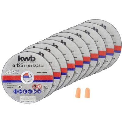 kwb Doorslijpschijven dunne haakse slijper 125 mm 10-delige set voor roestvrij staal INOX extra dunne slijpschijven in bewaardoos kwb Doorslijpschijven dunne haakse slijper 125 mm 10-delige set voor roestvrij staal INOX extra dunne slijpschijven in bewaardoos