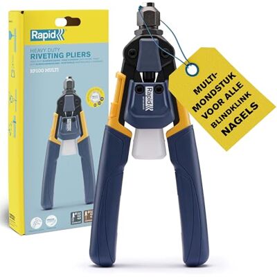 Rapid RP100 Multi popnageltang krachtbesparend en voor popnagels 3,2–4,8 mm Voor aluminium- & roestvrijstalen nieten (3,2-4,8 mm); universeel mondstuk zonder mondstukwissel; krachtbesparende mechaniek Rapid RP100 Multi popnageltang krachtbesparend en voor popnagels 3,2–4,8 mm Voor aluminium- & roestvrijstalen nieten (3,2-4,8 mm); universeel mondstuk zonder mondstukwissel; krachtbesparende mechaniek