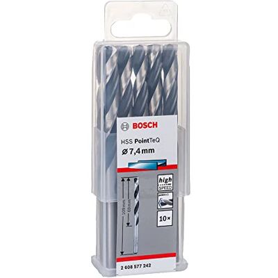 Bosch Professional 10 Stuks HSS Spiraalboor PointTeQ (voor metaal, 7,4 x 69 x 109 mm, accessoire boor-/schroefmachine) Bosch Professional 10 Stuks HSS Spiraalboor PointTeQ (voor metaal, 7,4 x 69 x 109 mm, accessoire boor-/schroefmachine)
