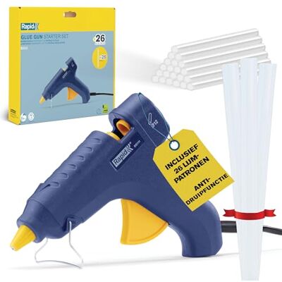 Rapid EG111 lijmpistool 12 mm met 26 lijmsticks Voor DIY & reparaties; 12 mm lijmsticks; 370 g/h lijmstroom; siliconenbescherming; incl. 26 lijmsticks; licht Design Rapid EG111 lijmpistool 12 mm met 26 lijmsticks Voor DIY & reparaties; 12 mm lijmsticks; 370 g/h lijmstroom; siliconenbescherming; incl. 26 lijmsticks; licht Design