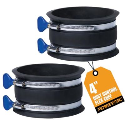 POWERTEC 70369-P2 4 Inch Stofcontrole Flex Manchet met Verstelbare Sleutelslangklemmen, Slangconnector Rubberen Manchetkoppeling voor Houtbewerking Stofafzuiging Fittingen, Stofafscheider Accessoires POWERTEC 70369-P2 4 Inch Stofcontrole Flex Manchet met Verstelbare Sleutelslangklemmen, Slangconnector Rubberen Manchetkoppeling voor Houtbewerking Stofafzuiging Fittingen, Stofafscheider Accessoires