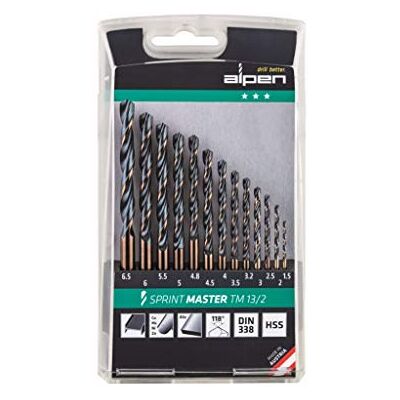 Alpen Sprint Master TM 13/2 000081110100 Boor-cassettes, 13-delig, Ø 1,50-6,50 mm, universele spiraalboor, hoge elasticiteit, metaalboor, boorassortiment Alpen Sprint Master TM 13/2 000081110100 Boor-cassettes, 13-delig, Ø 1,50-6,50 mm, universele spiraalboor, hoge elasticiteit, metaalboor, boorassortiment