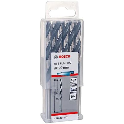 Bosch Professional 10 Stuks HSS Spiraalboor PointTeQ (voor metaal, 6,9 x 69 x 109 mm, accessoire boor-/schroefmachine) Bosch Professional 10 Stuks HSS Spiraalboor PointTeQ (voor metaal, 6,9 x 69 x 109 mm, accessoire boor-/schroefmachine)