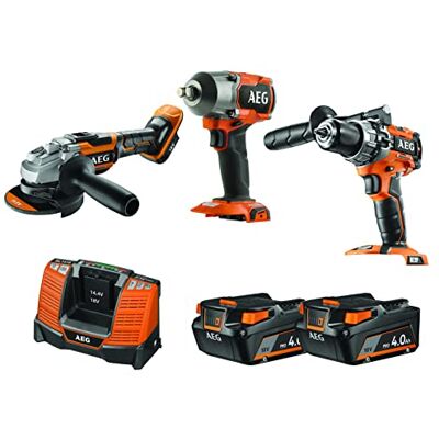 AEG JP18AA3-402B LK1 Borstelloze gereedschapsset 18 V slagboormachine, 125 mm 18 V schuurmachine, 2 x 4,0 Ah batterijen, oplader, opbergtas AEG JP18AA3-402B LK1 Borstelloze gereedschapsset 18 V slagboormachine, 125 mm 18 V schuurmachine, 2 x 4,0 Ah batterijen, oplader, opbergtas