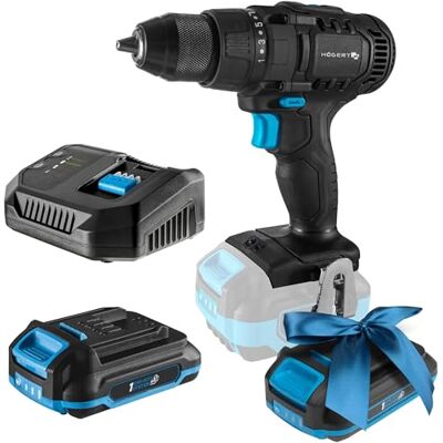 Högert TECHNIK Accuboorschroevendraaierset 18 V, 50 Nm draaimoment, 2,0 Ah accu, 4 A oplader, metalen aandrijving, led-verlichting, Auto Lock boorhouder, voor hout en metaal + Promo 2,0 Ah accu Högert TECHNIK Accuboorschroevendraaierset 18 V, 50 Nm draaimoment, 2,0 Ah accu, 4 A oplader, metalen aandrijving, led-verlichting, Auto Lock boorhouder, voor hout en metaal + Promo 2,0 Ah accu
